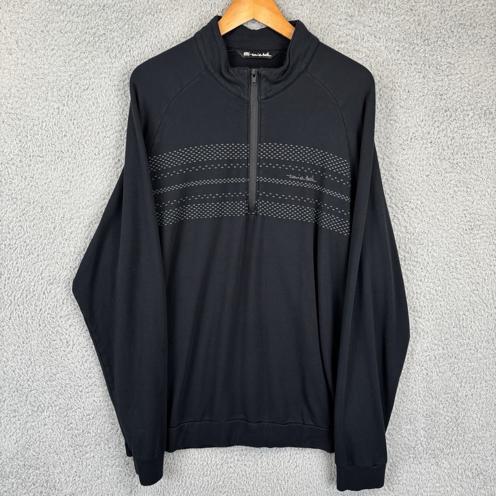 Travis Mathew Shirt Mens XL Black 1/2 Zip Pullover Golf Casual Mock Neck